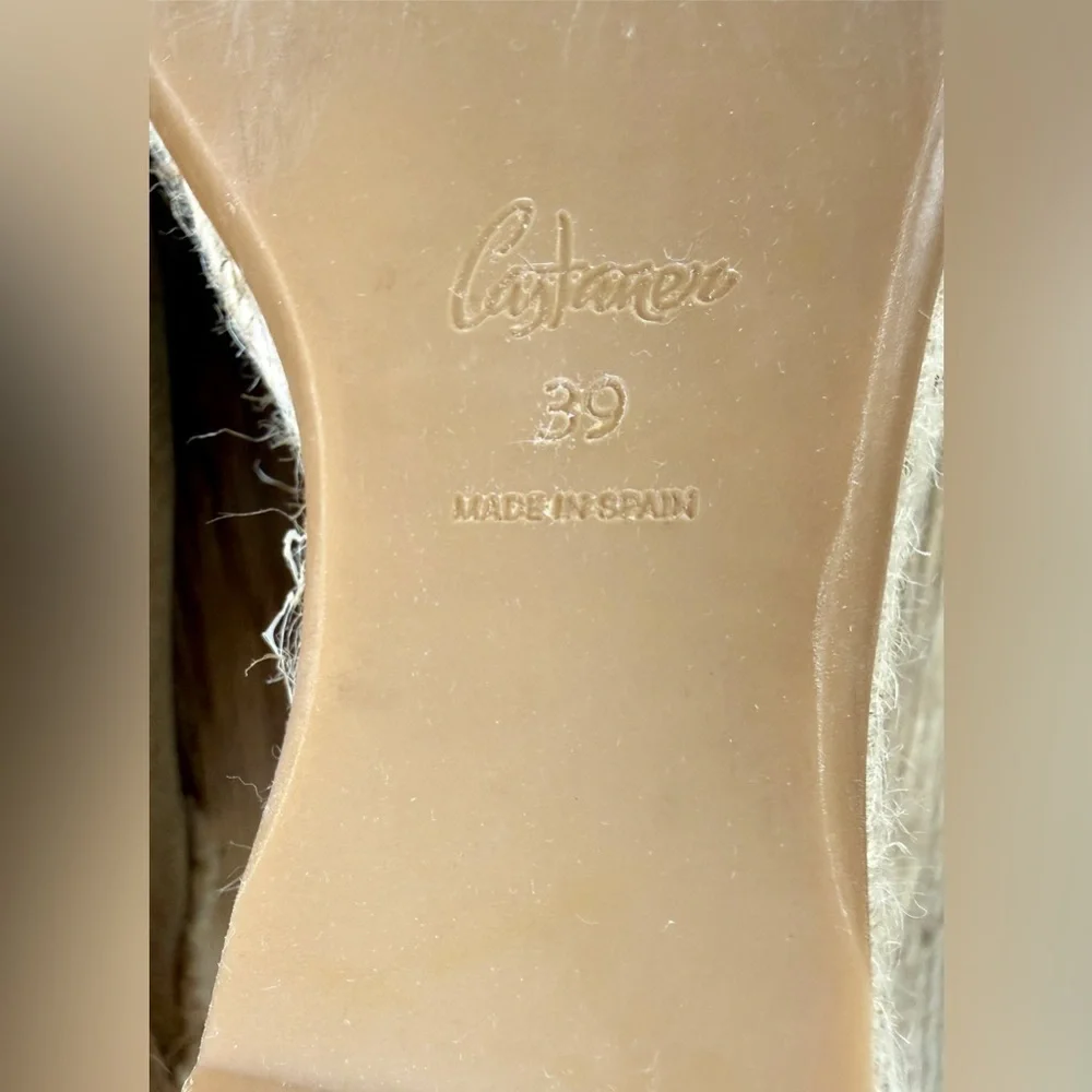 Castañer Canvas Espadrille Wedge Mules Beige Size 39